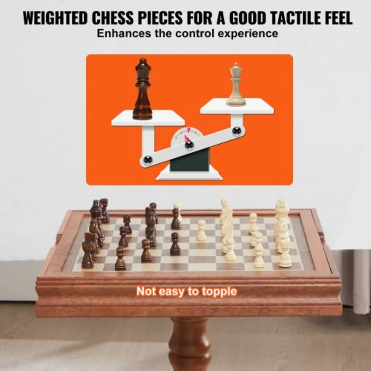 3-IN-1 Chess Checkers Backgammon Table Set, 18 Inc - Image 2