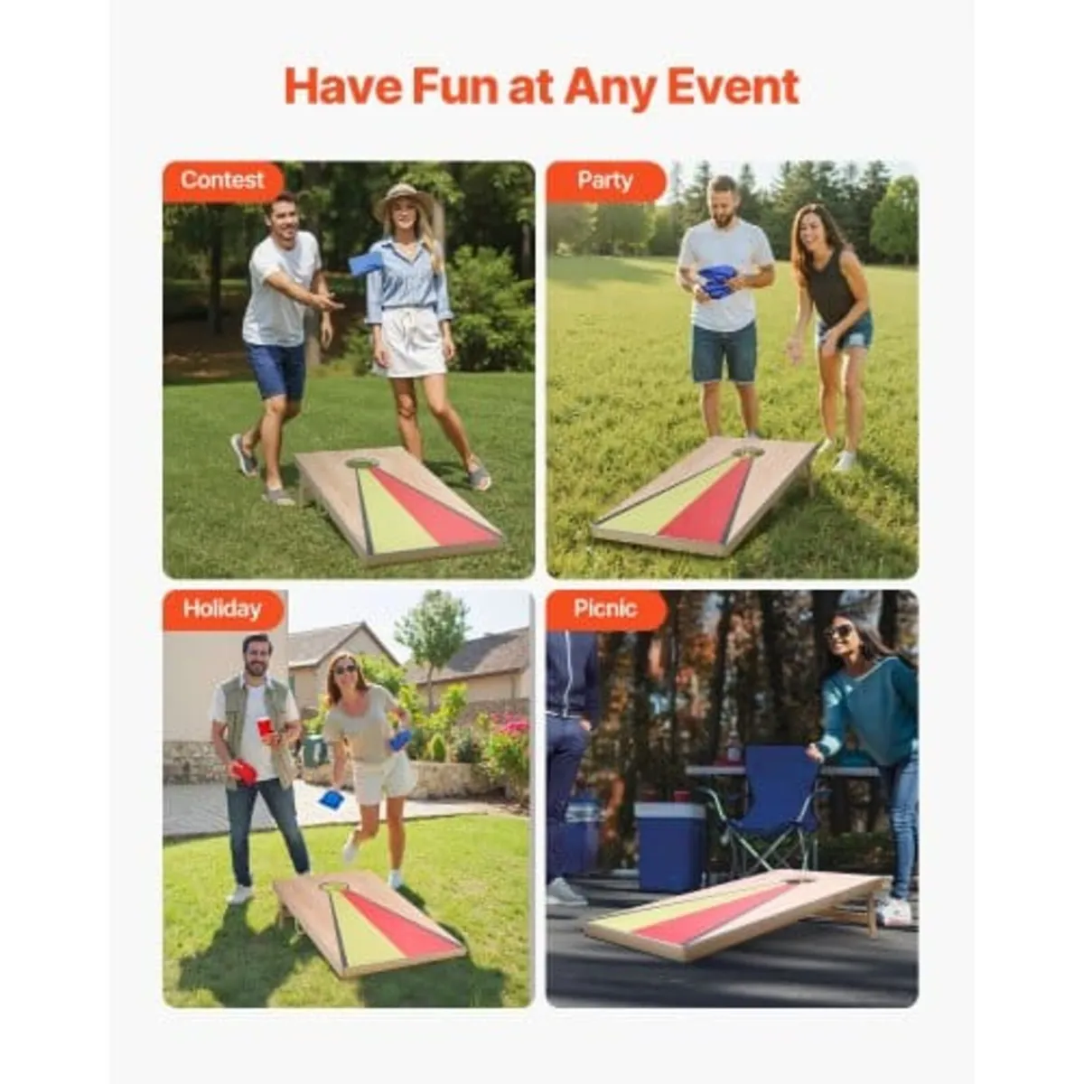 Cornhole Set, 4x2 ft Corn Hole Game Boards, Solid - Image 3