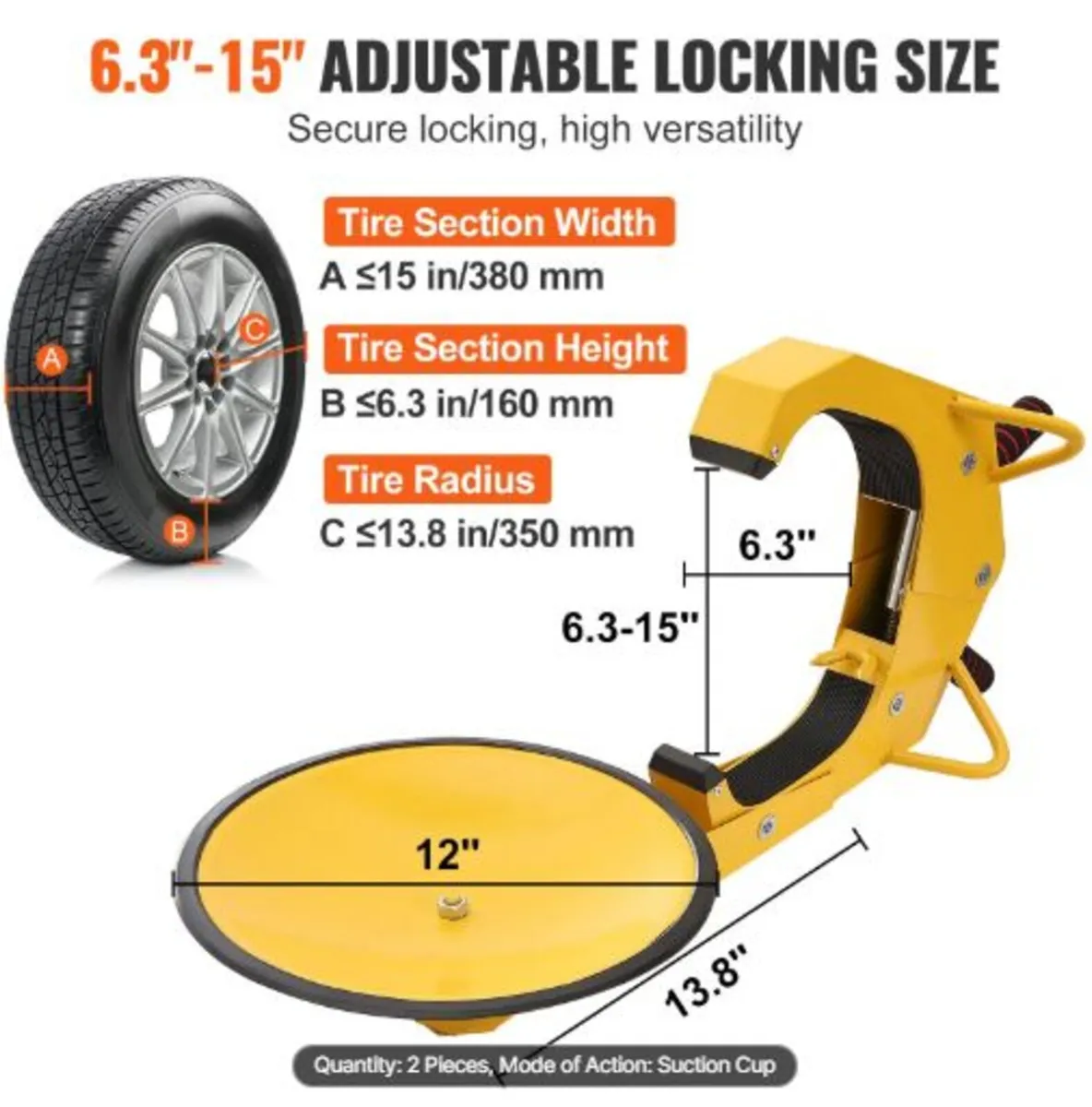 Wheel Lock Clamp, 2-Pack Trailer Wheel Lock, Heavy - Image 3