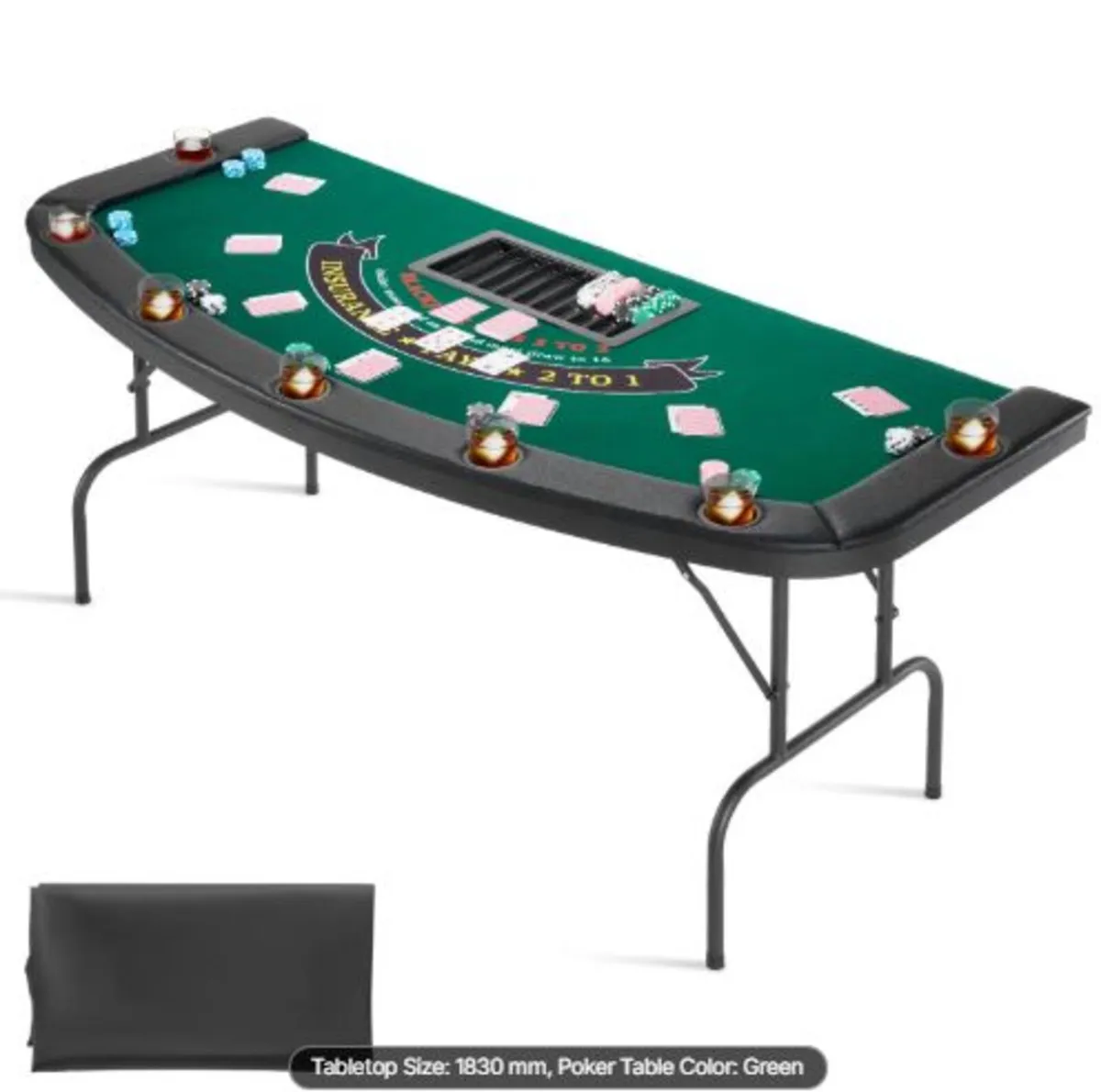 Foldable Poker Table, 7 Player 1828.8 mm Folding - Image 1