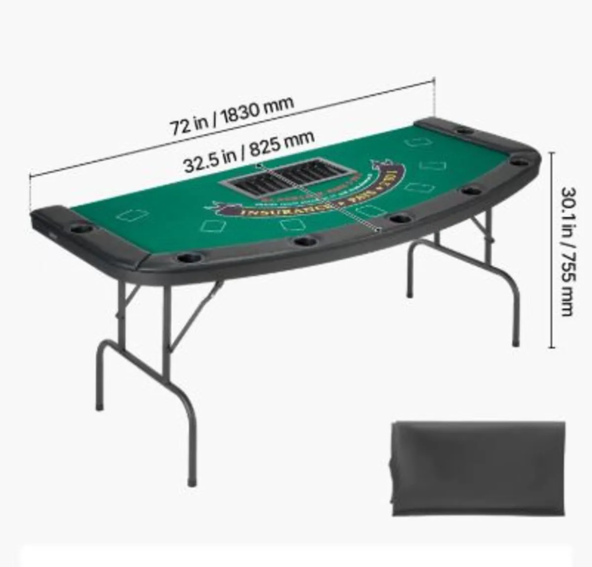 Foldable Poker Table, 7 Player 1828.8 mm Folding - Image 2