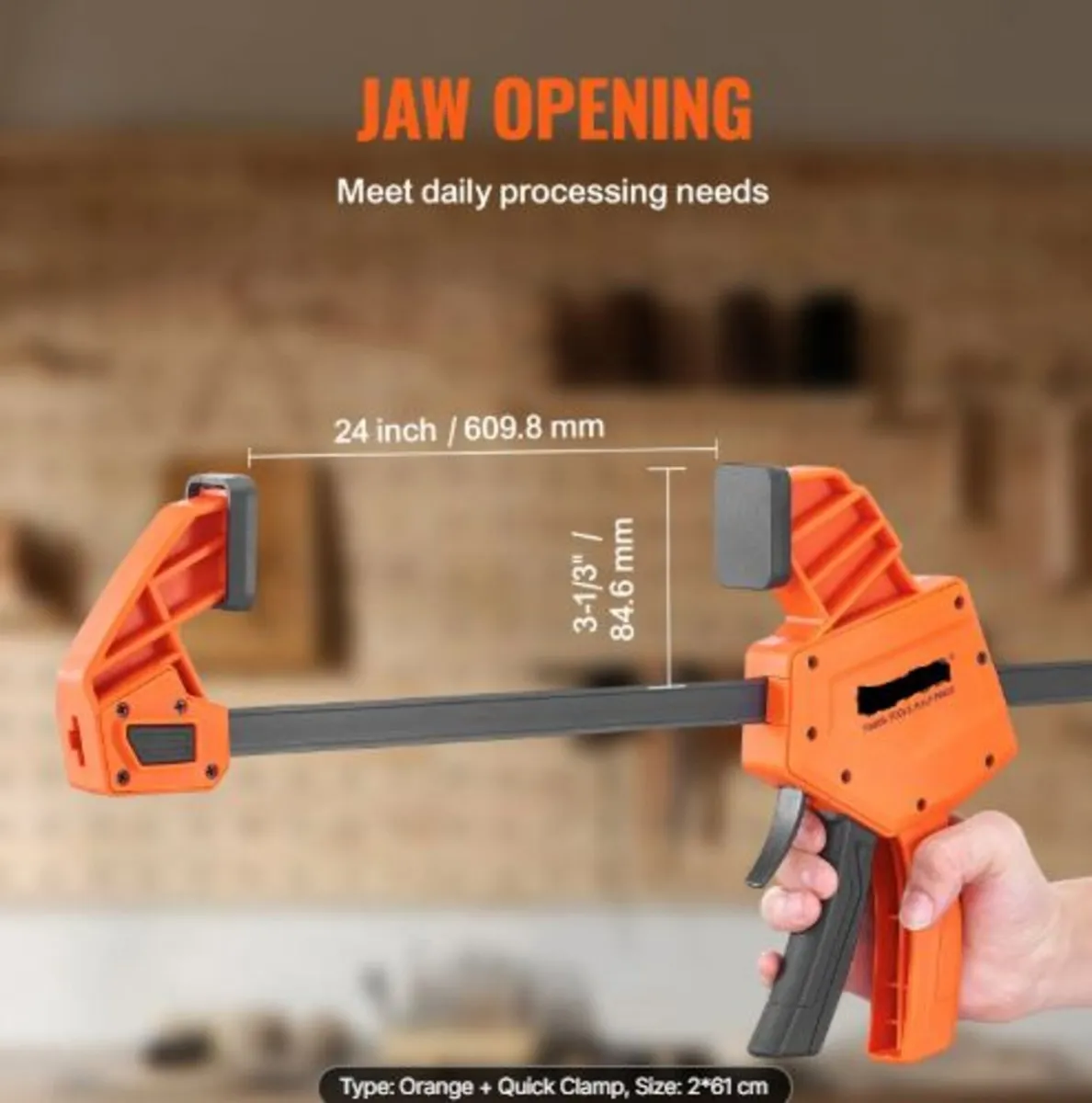Bar Clamps for Woodworking, 2-Pack 24" One-Handed - Image 4