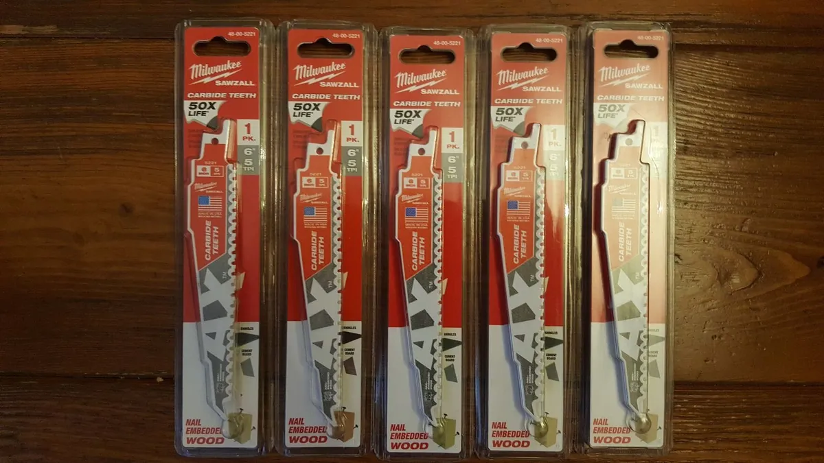 5x Milwaukee Carbide teeth Sawzall Wood Blades - Image 1