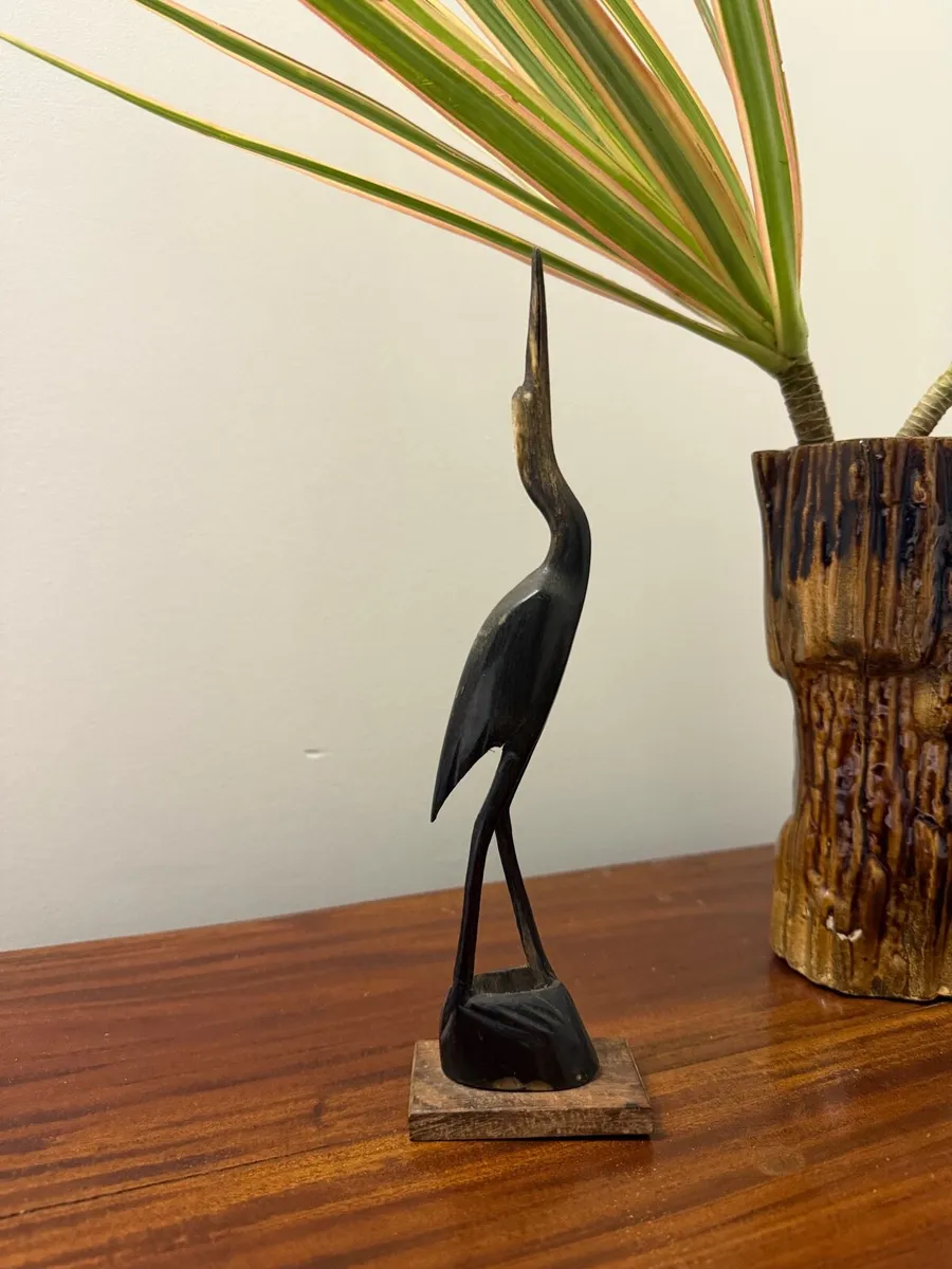 Vintage Pair Horn Crane Ornaments - Image 2