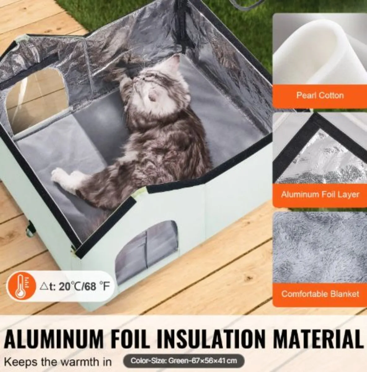 Heated Cat House, Outdoor Kitty Shelter, - Image 2