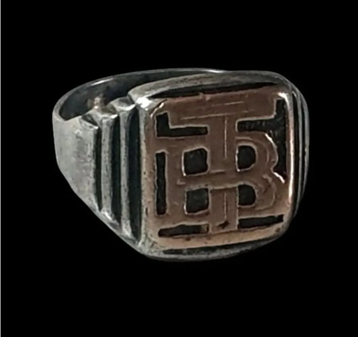 Vintage Thomas Burberry Silver & Gold Ring - Image 3