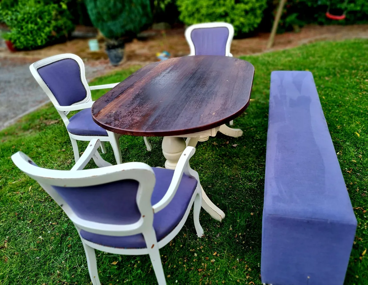 Kitchen table, chairs and bench - Image 3