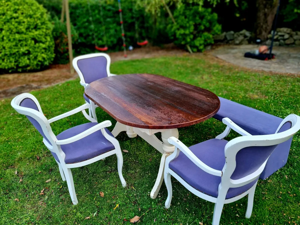 Kitchen table, chairs and bench - Image 4