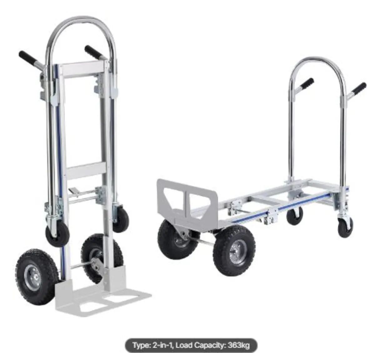 Aluminum Hand Truck,2 in 1,362.9 kg Load Capacity - Image 1