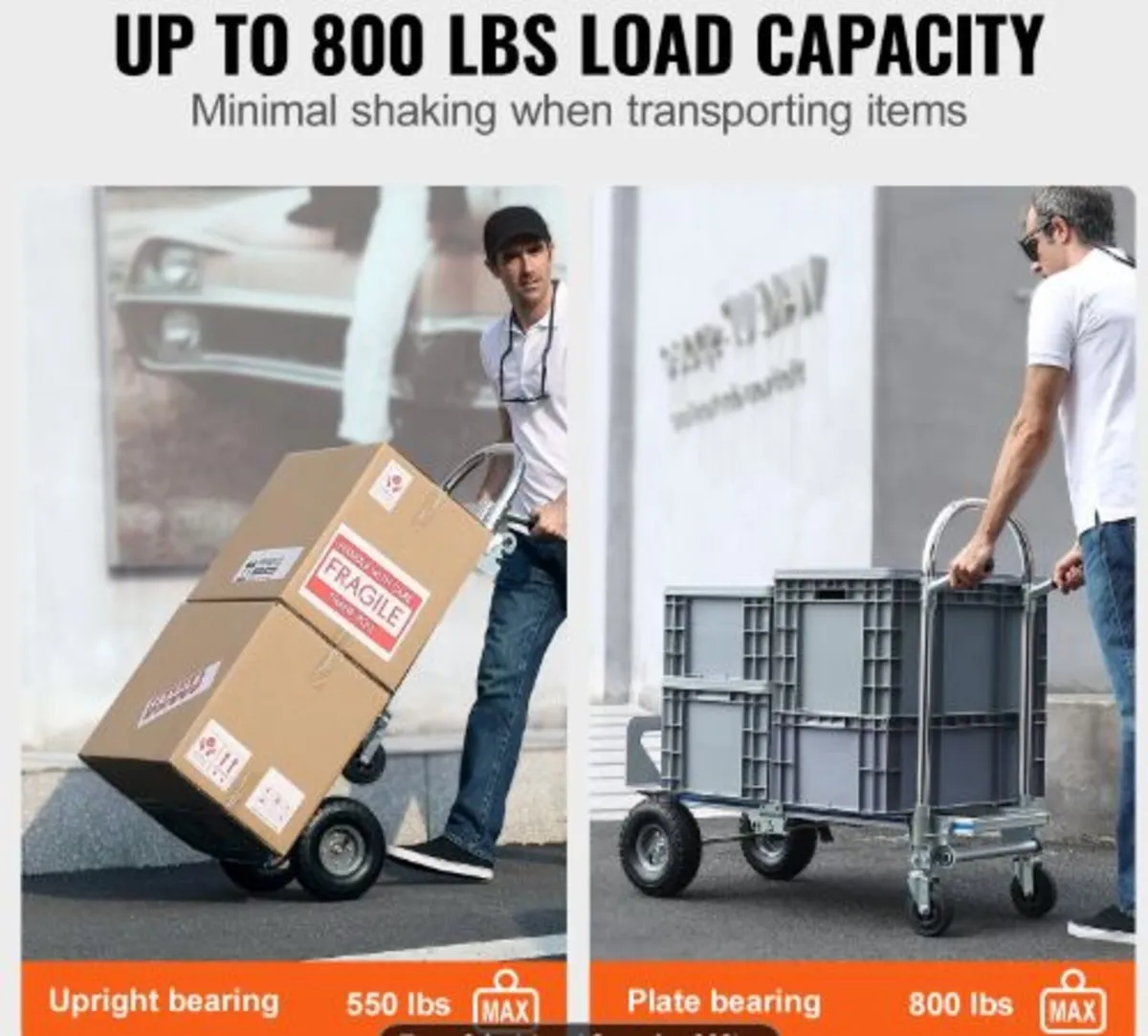 Aluminum Hand Truck,2 in 1,362.9 kg Load Capacity - Image 2
