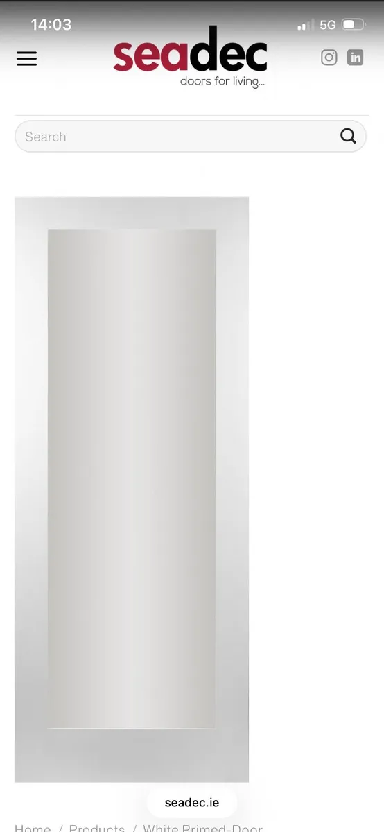 Shaker Internal door with 1 frosted glass panel - Image 1