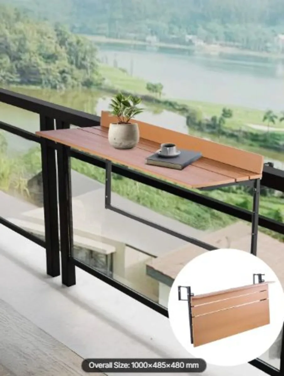 Balcony Hanging Table, 15 x 39 in Folding Balcony - Image 1