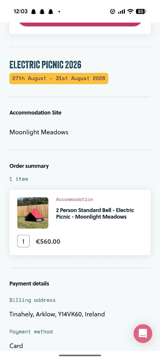 2 person standard bell tent moonlight meadows - EP - Image 1