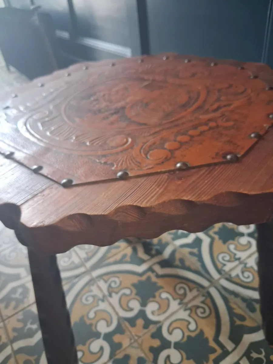 Vintage carved spanish table/ stool - Image 1