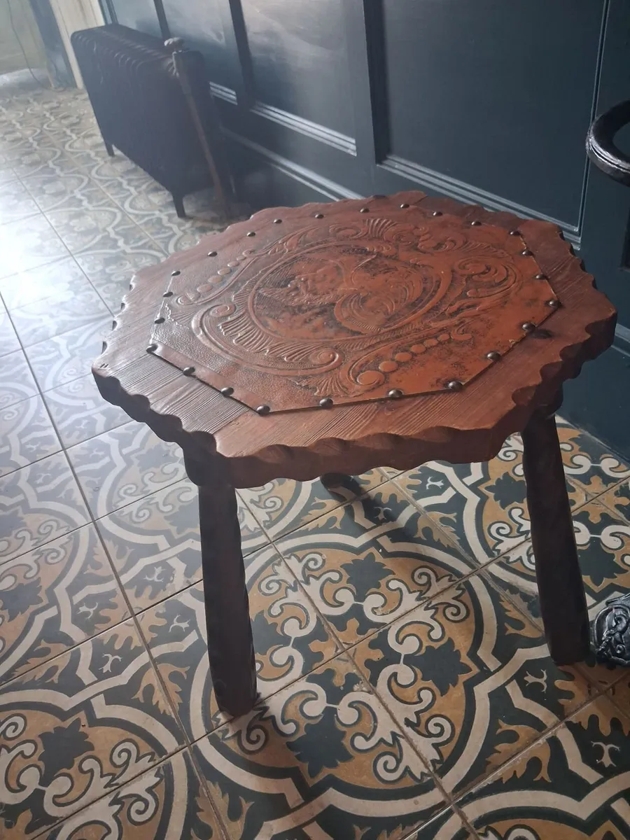 Vintage carved spanish table/ stool - Image 2