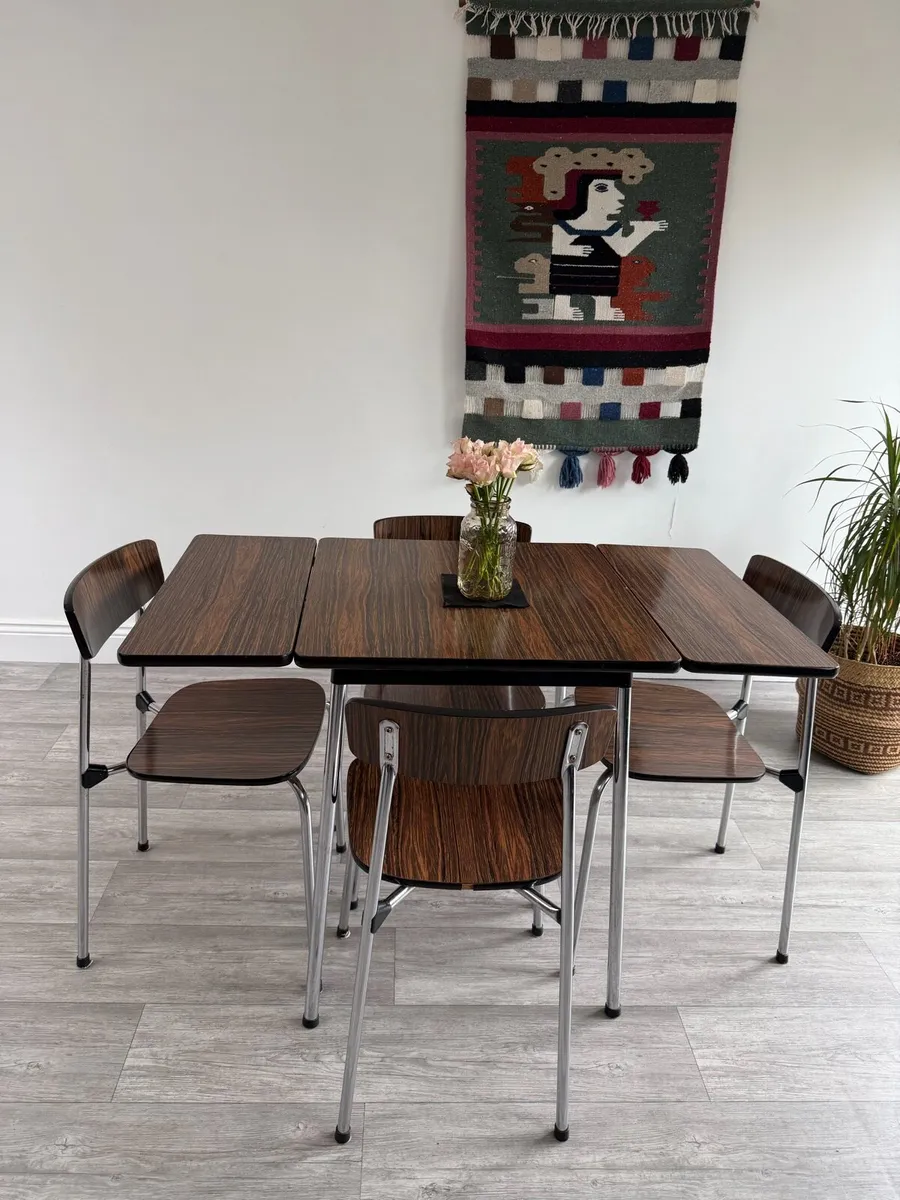 Mid Century Extendable Dining Table and Chairs - Image 1