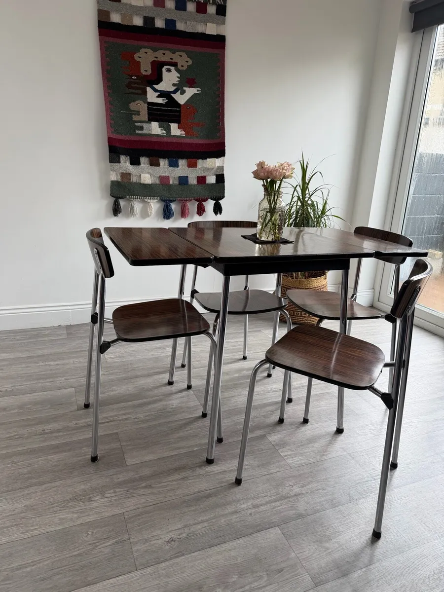 Mid Century Extendable Dining Table and Chairs - Image 2