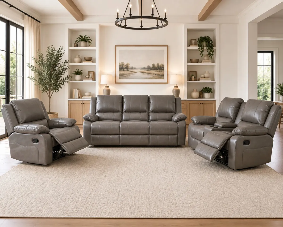 3+2+1 Full Recliner Sofa Sets Leather Larson - Image 2