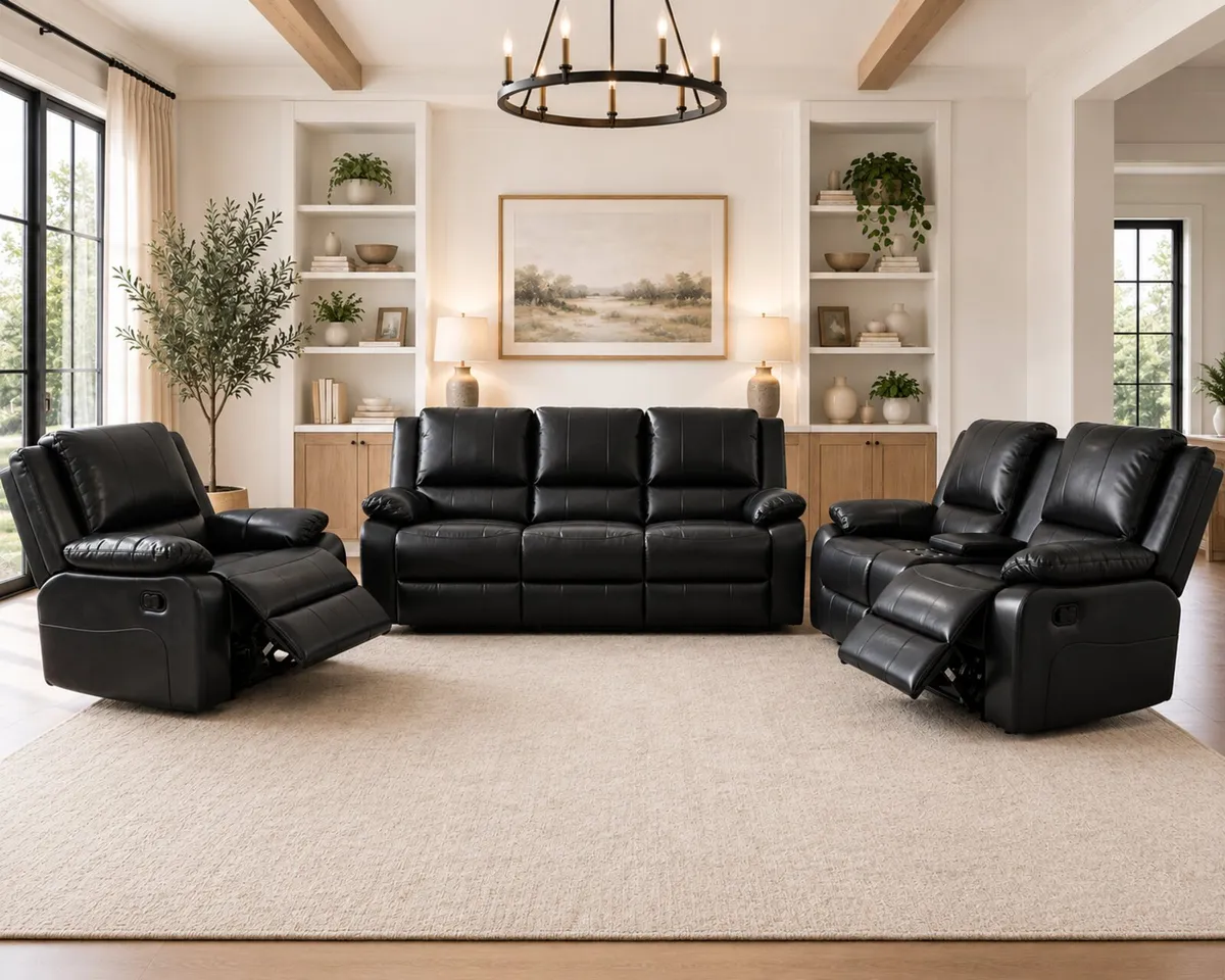 3+2+1 Full Recliner Sofa Sets Leather Larson - Image 3