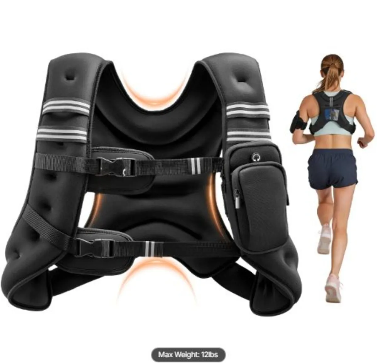 Weighted Vest, 12 lbs Weight Vest with Reflective - Image 1