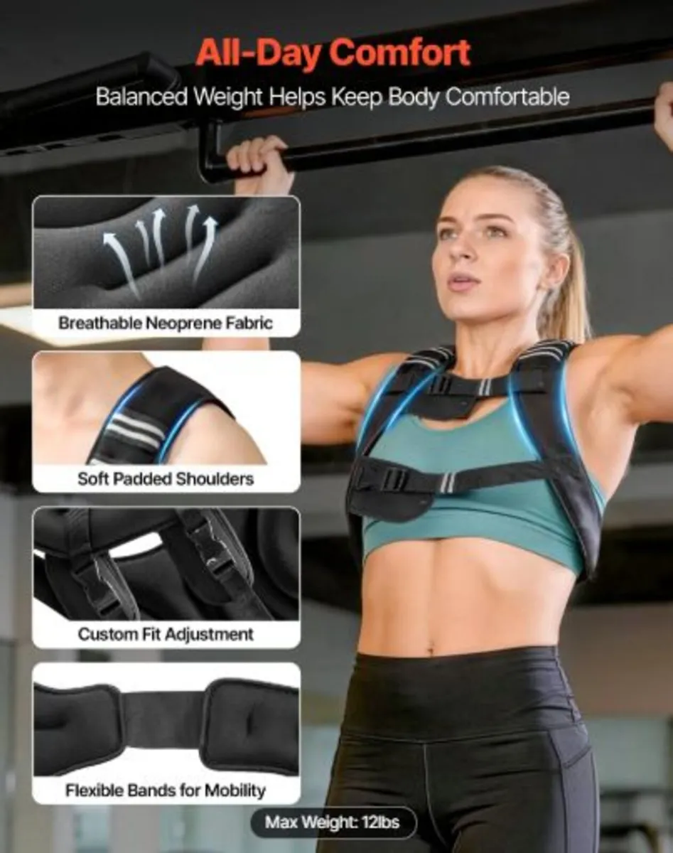 Weighted Vest, 12 lbs Weight Vest with Reflective - Image 2