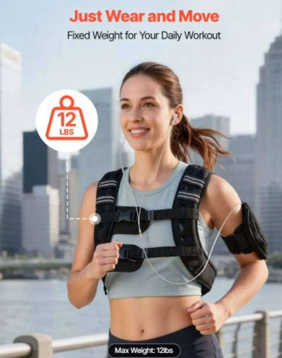 Weighted Vest, 12 lbs Weight Vest with Reflective - Image 3
