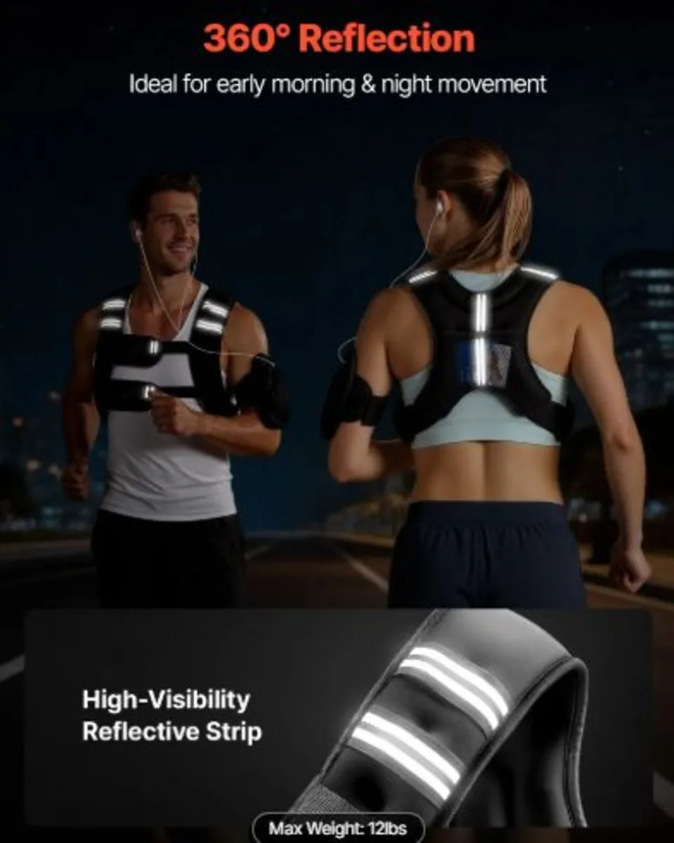 Weighted Vest, 12 lbs Weight Vest with Reflective - Image 4