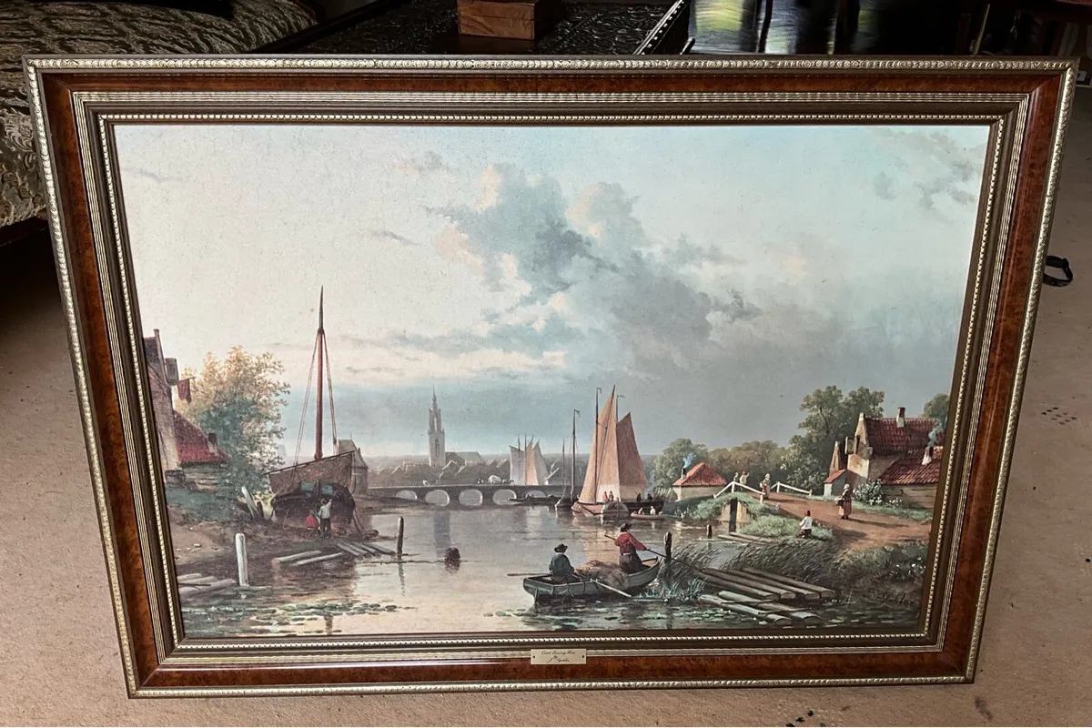Glazed Reproduction Oil Print “ Quiet Evening Hour - Image 2