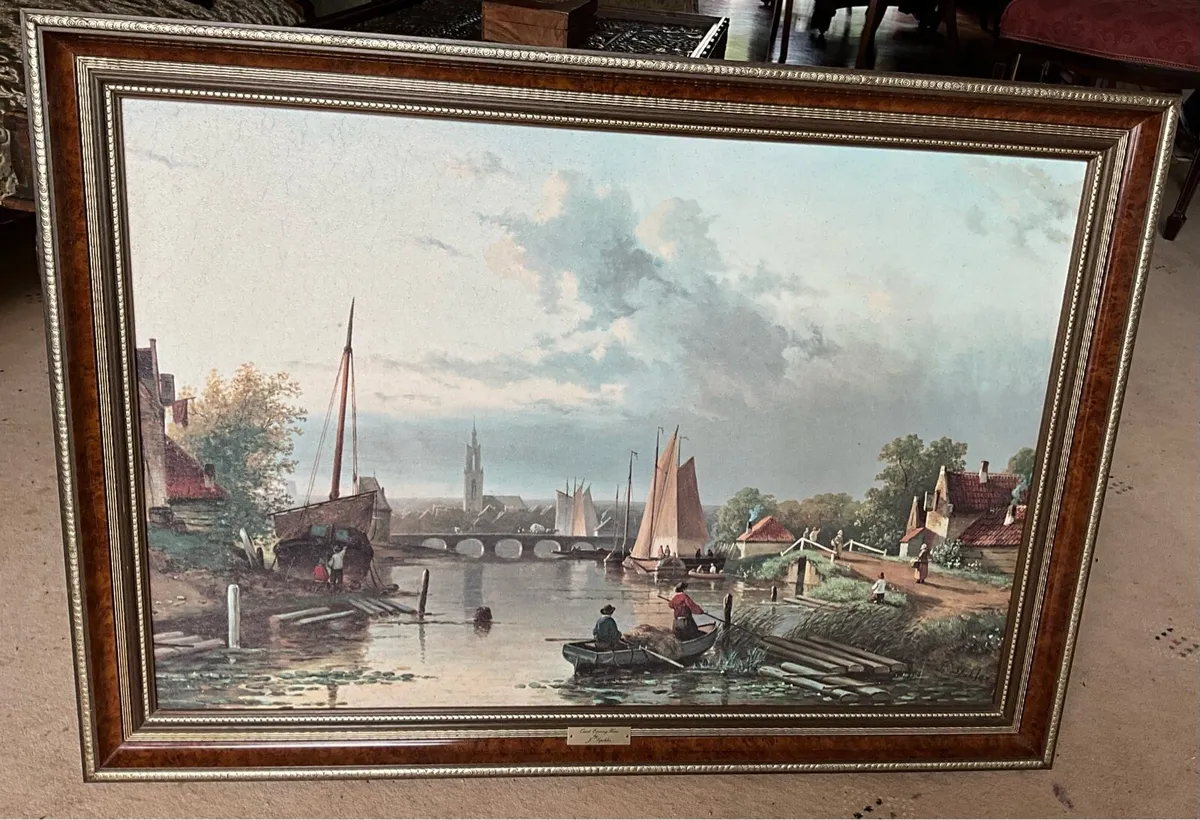 Glazed Reproduction Oil Print “ Quiet Evening Hour - Image 4