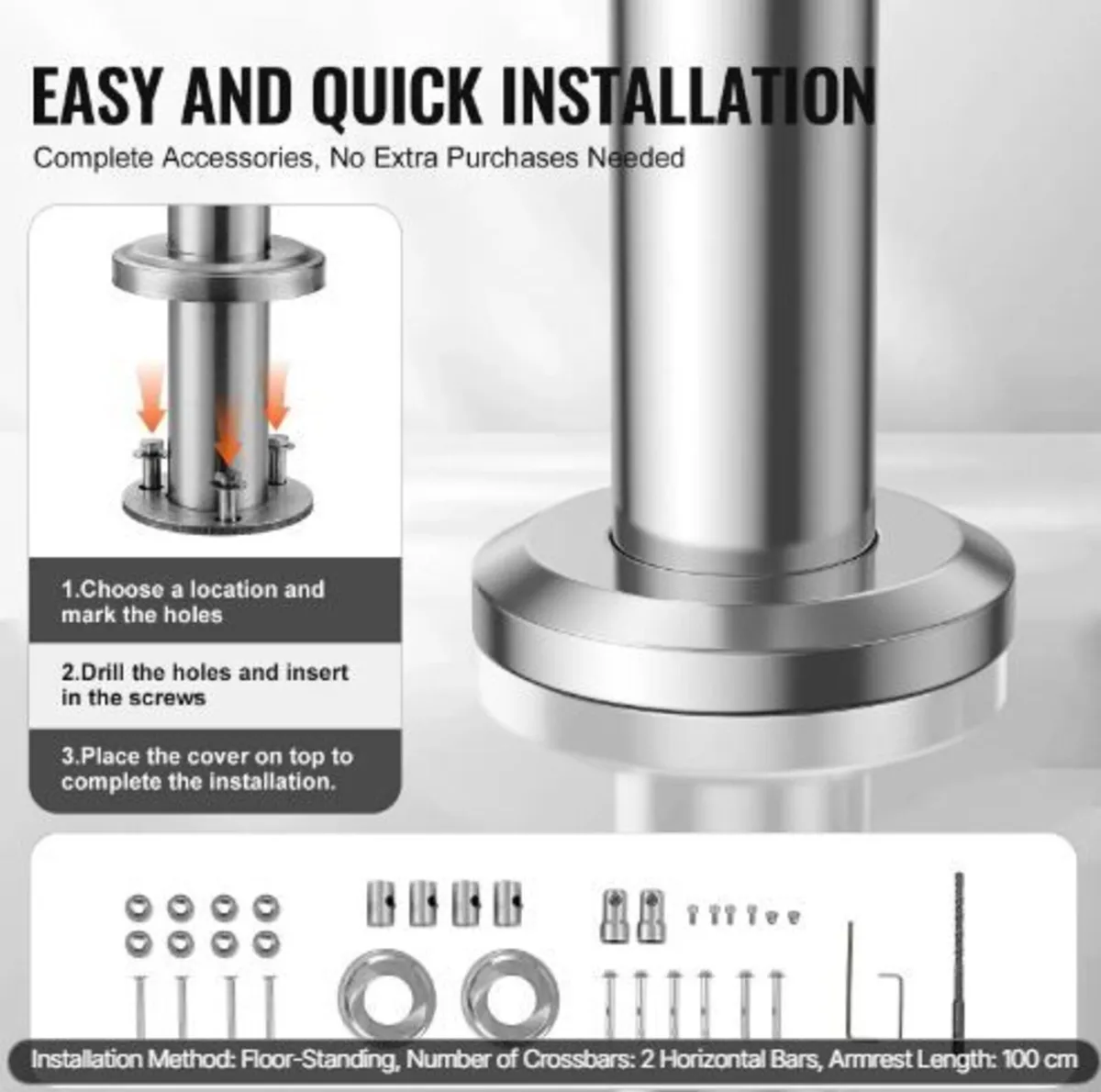 100.1 cm Handrails for Outdoor Steps 2 - Image 2