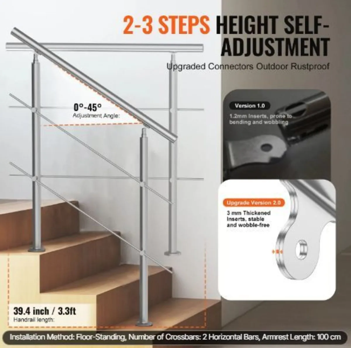 100.1 cm Handrails for Outdoor Steps 2 - Image 3