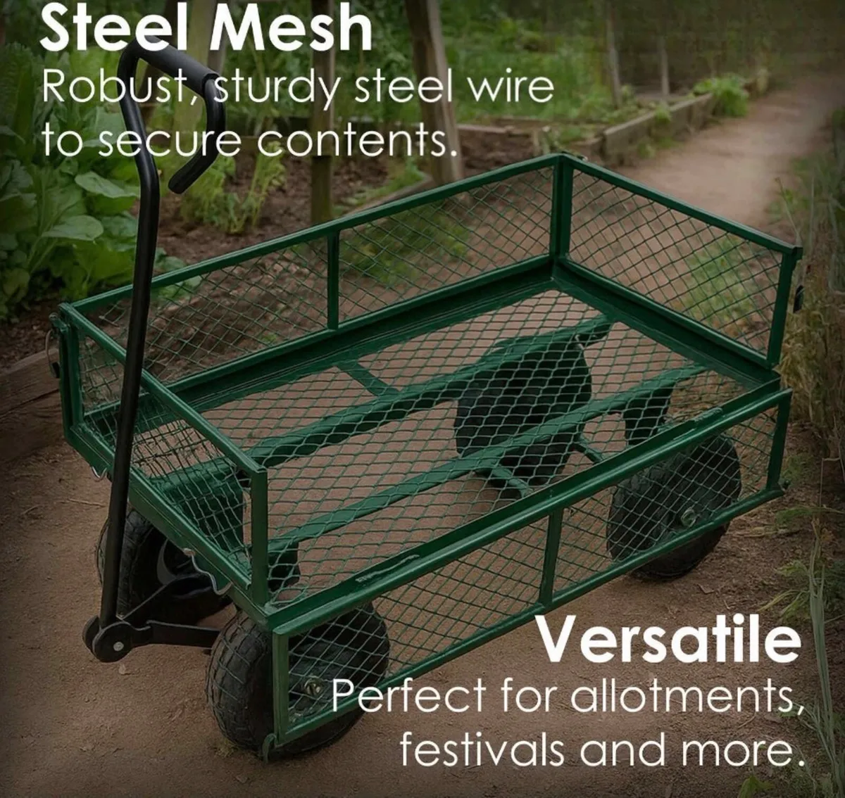Heavy Duty Metal Garden Cart Utility Trolley NEW - Image 4