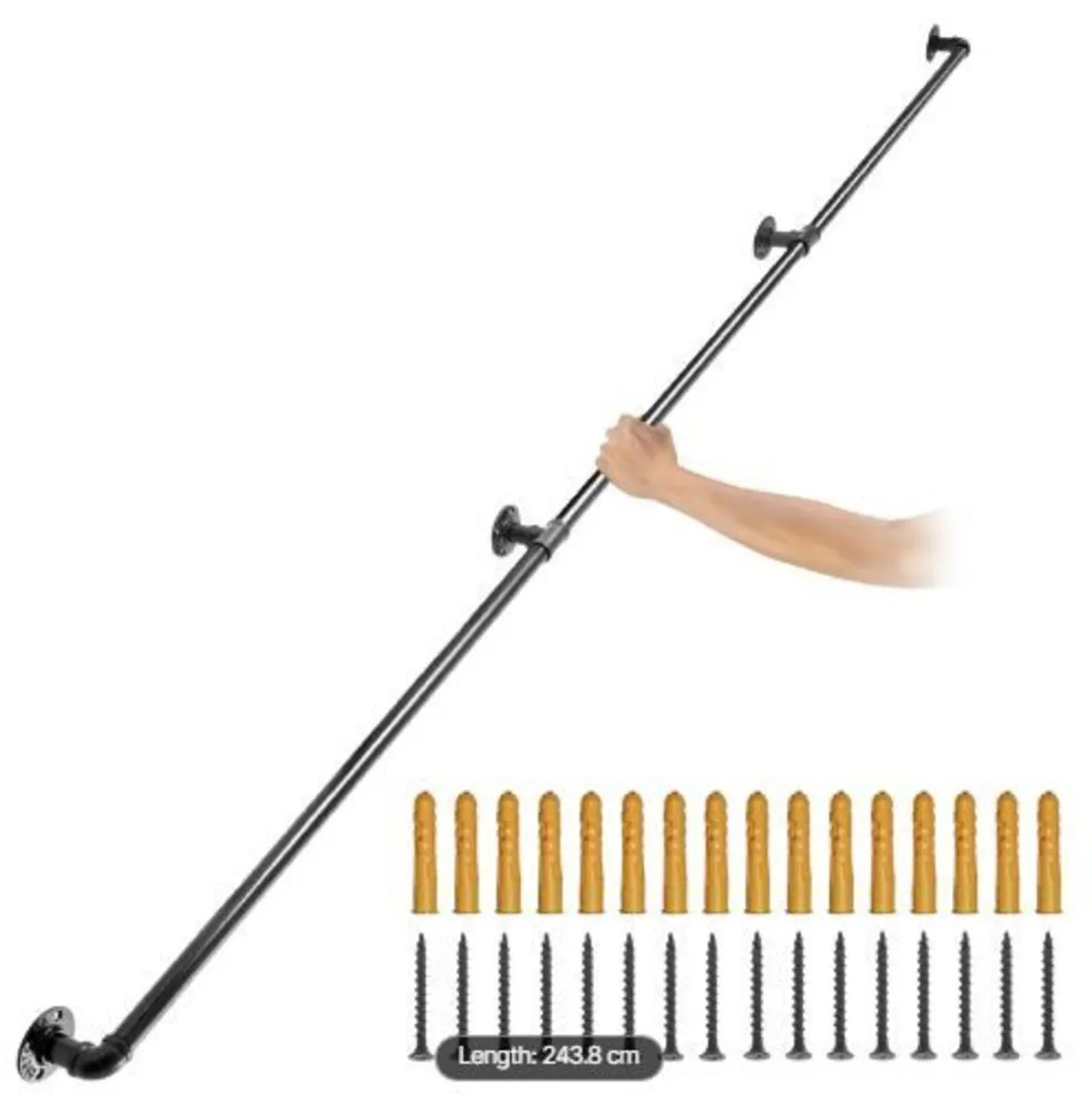 Pipe Stair Handrail, 243.8 cm Staircase Handrail - Image 1