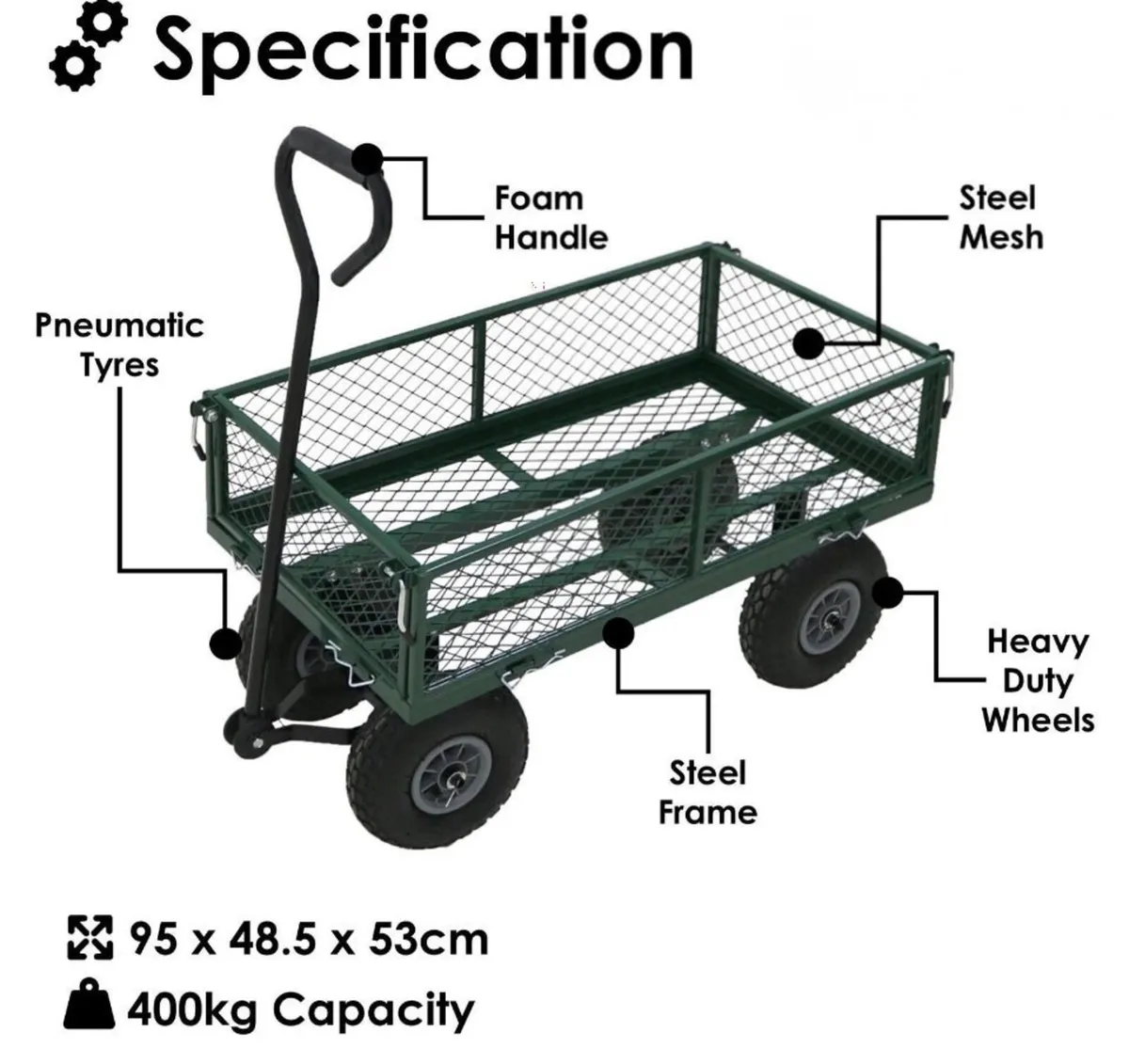 Heavy Duty Garden Cart Trolley NEW - Image 3