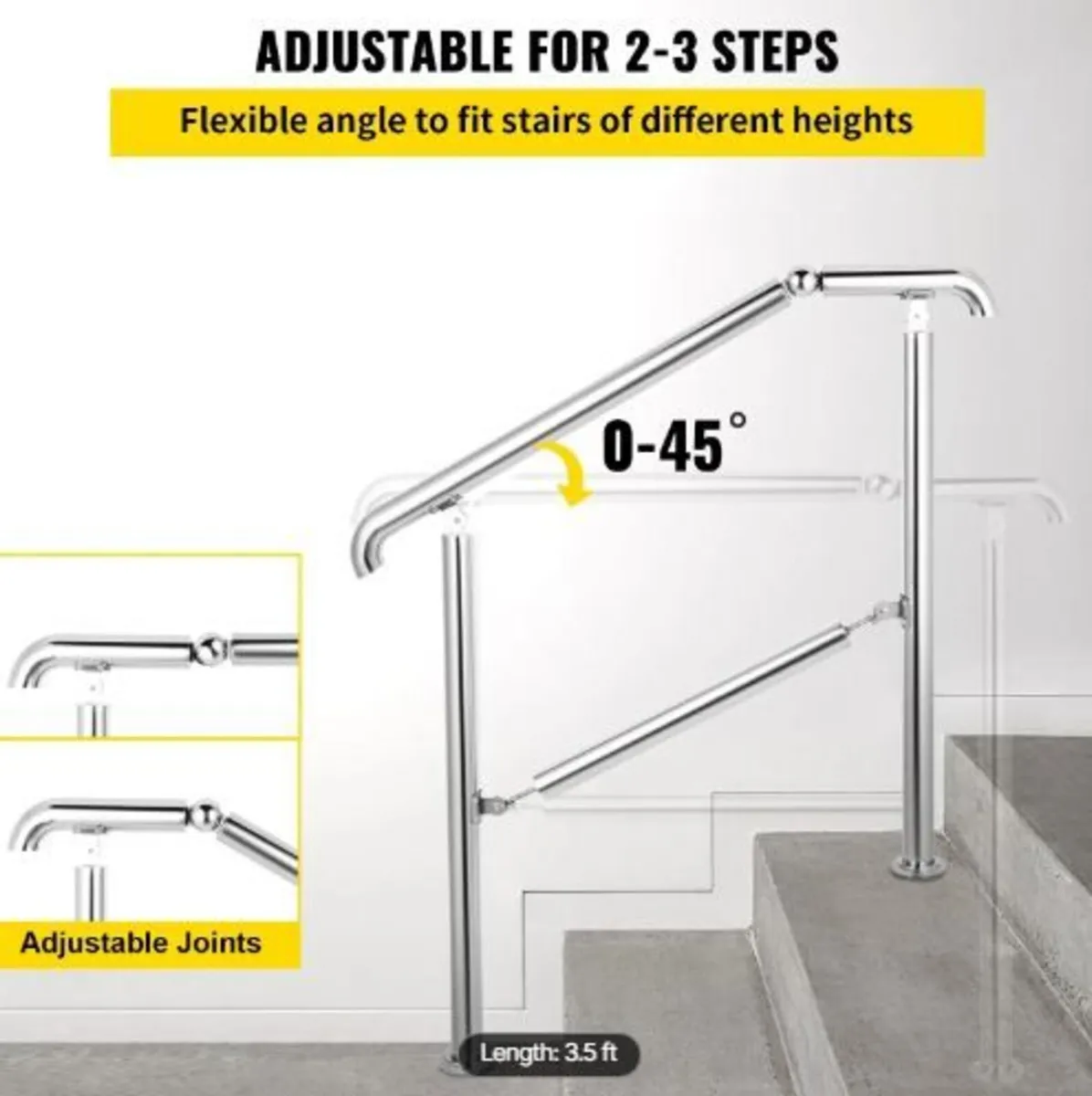 3 Step Railing Stainless Steel Transitional - Image 1