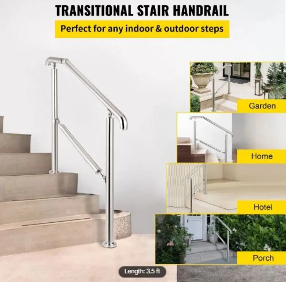 3 Step Railing Stainless Steel Transitional - Image 2