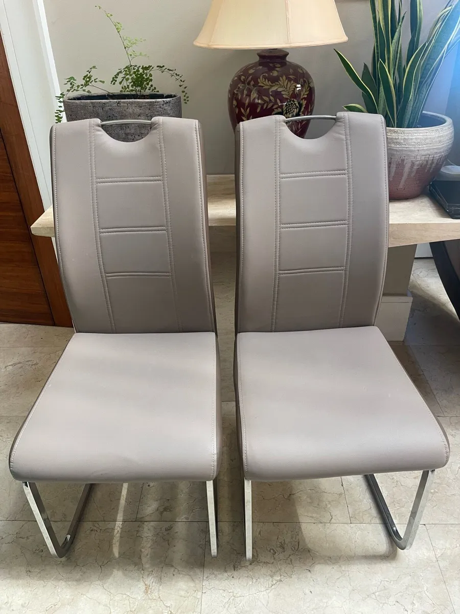 As New - 2 x Classy Grey Kitchen Dining Chairs - Image 1