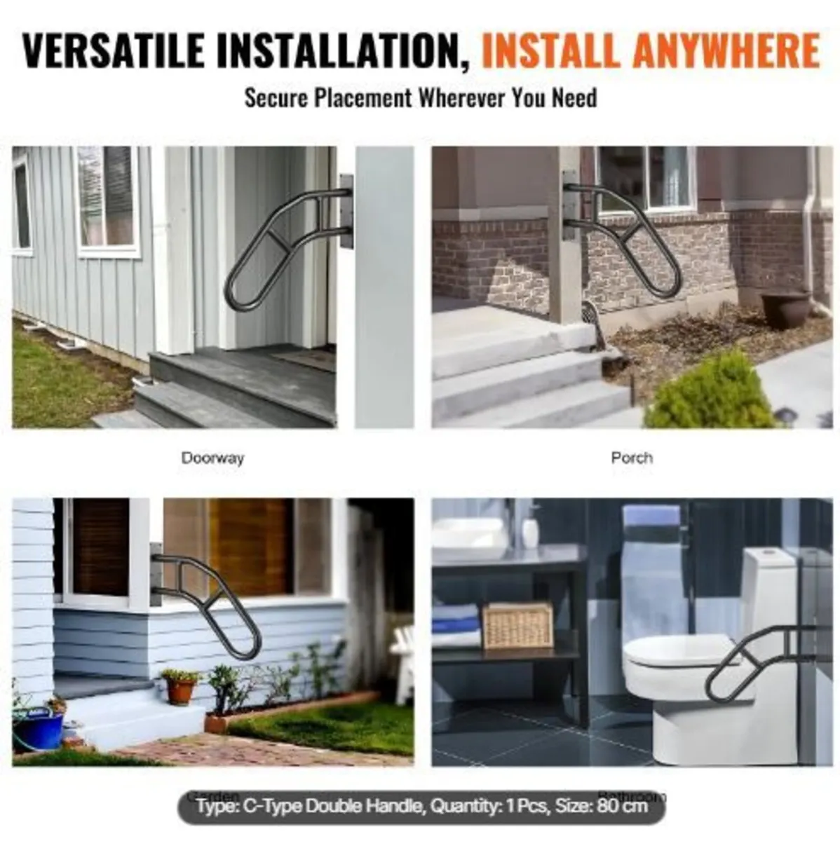 Handrails for Outdoor Steps 81.3 cm Wall - Image 4