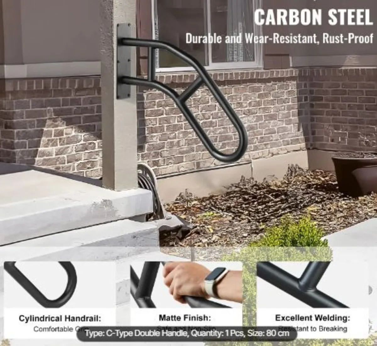Handrails for Outdoor Steps 81.3 cm Wall - Image 2