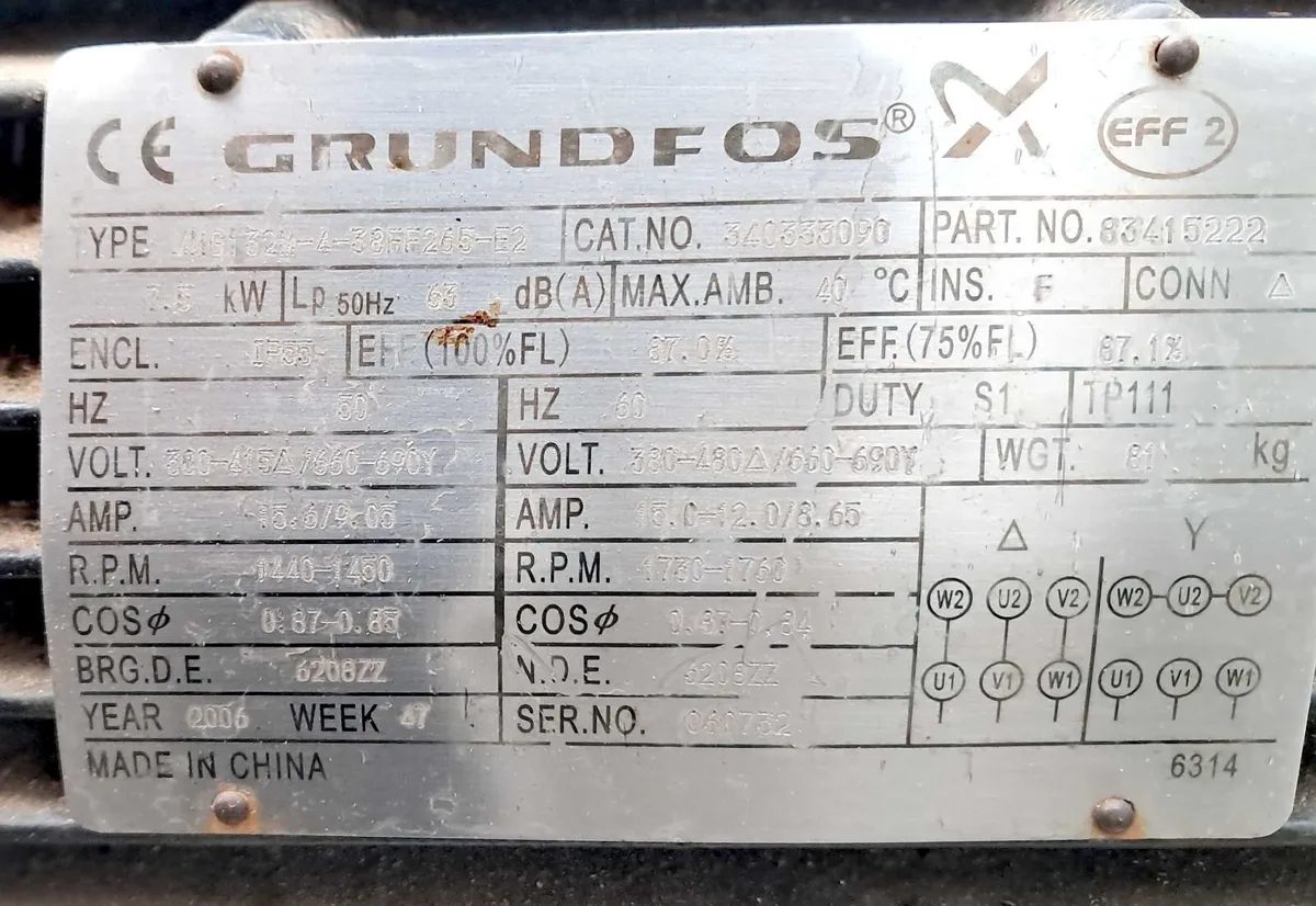 Grundfoss 7.5 Kw Water Pump - Image 2