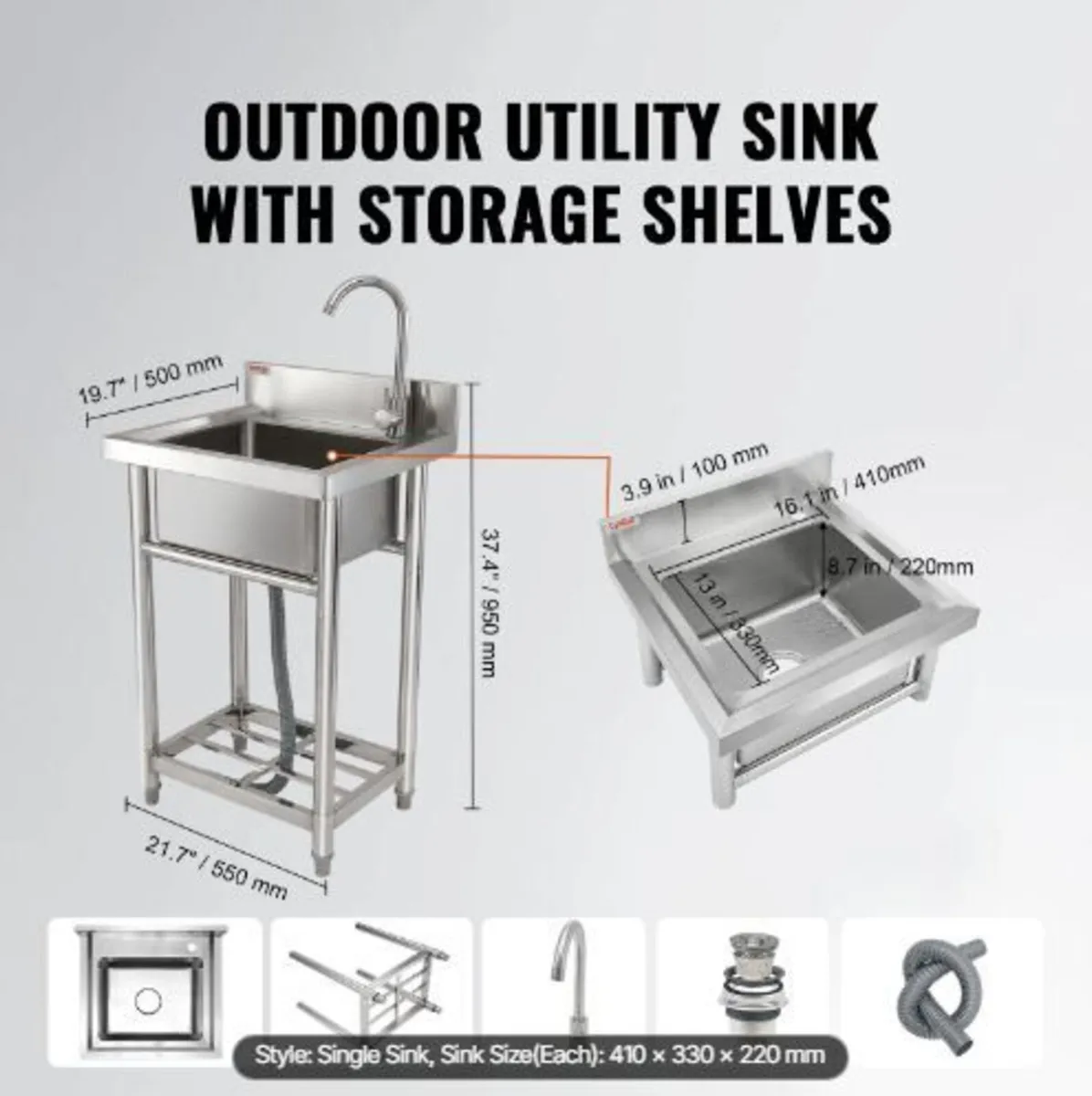 Stainless Steel Utility Sink - Image 3
