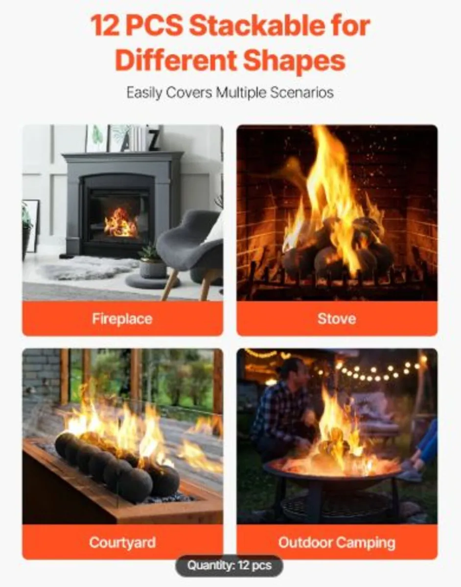 Ceramic Fire Balls, 100 mm 12 Pcs Round Fire Stone - Image 4