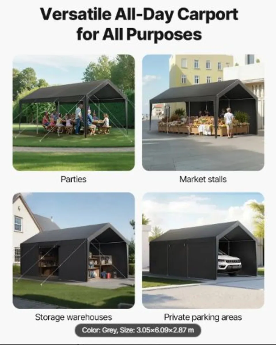 Carport, 10 x 20 FT Outdoor Car Canopy, Potable - Image 3