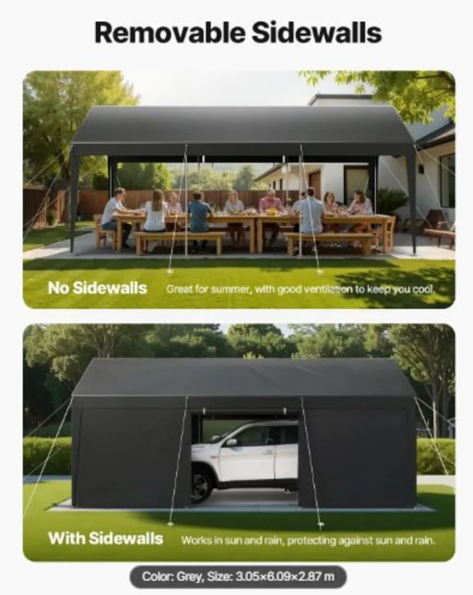 Carport, 10 x 20 FT Outdoor Car Canopy, Potable - Image 4