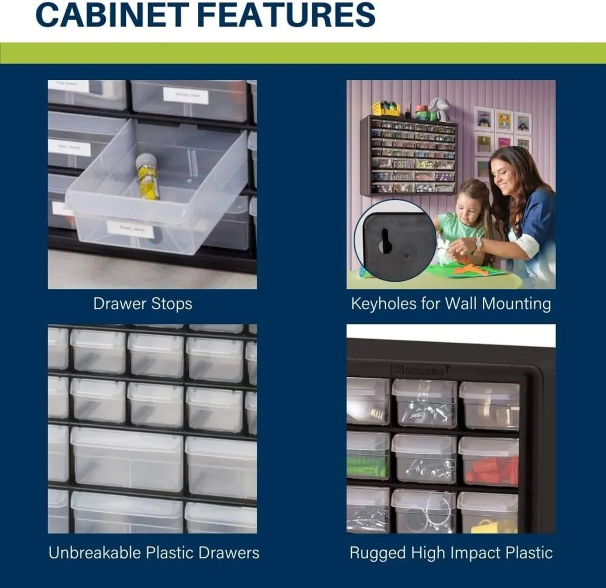 44-Drawer Plastic Drawer Storage Cabinet - Image 4