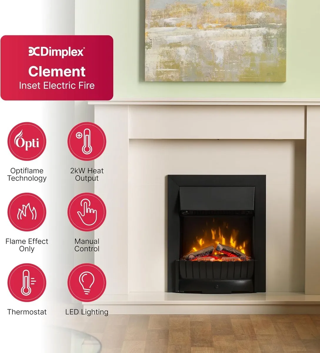Clement 2KW Optiflame Inset Electric Fire - Image 2