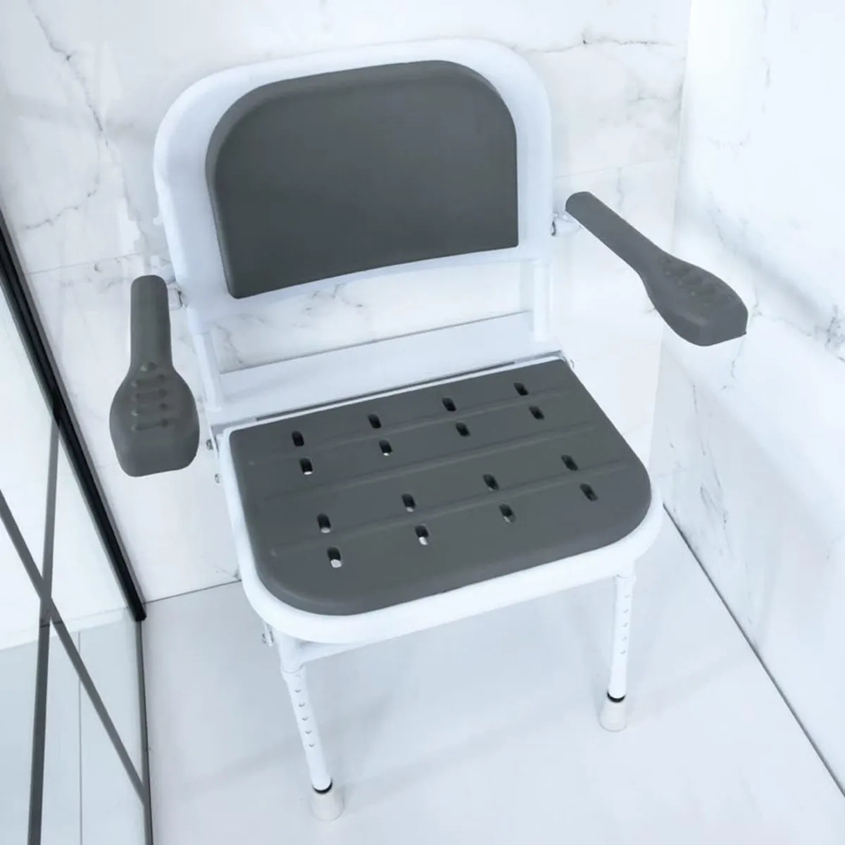 Healthcare Folding Shower Seat with Legs Padded - Image 4