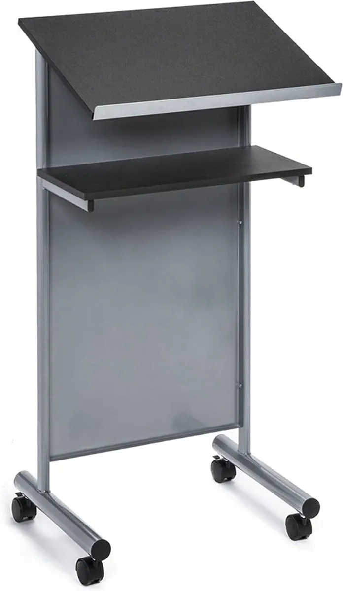 Wheeled Lectern with Storage Shelf Compact - Image 1