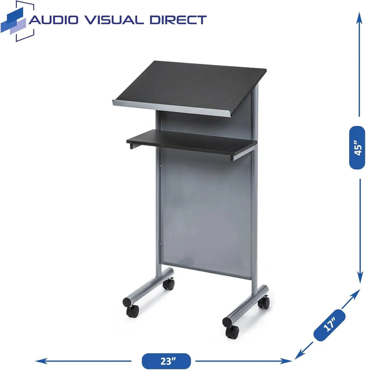 Wheeled Lectern with Storage Shelf Compact - Image 3