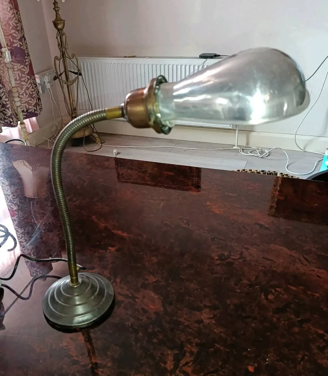 Mid century metal goose neck lamp - Image 1